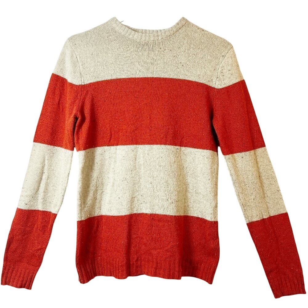 ASOS Cream & Orange Color‎ Block Striped Wool Blend Sweater Women's Size XS